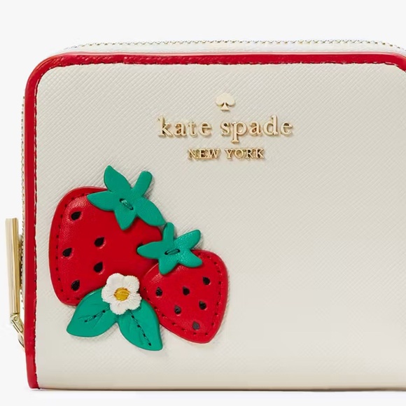 ♠️kate spade Strawberry Dreams Small Zip Around Bifold Wallet NWT - Picture 2 of 6